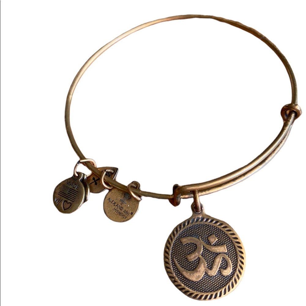 Alex and Ani Bangle 3 Small Charms 1 Large Om Symple - Picture 1 of 3